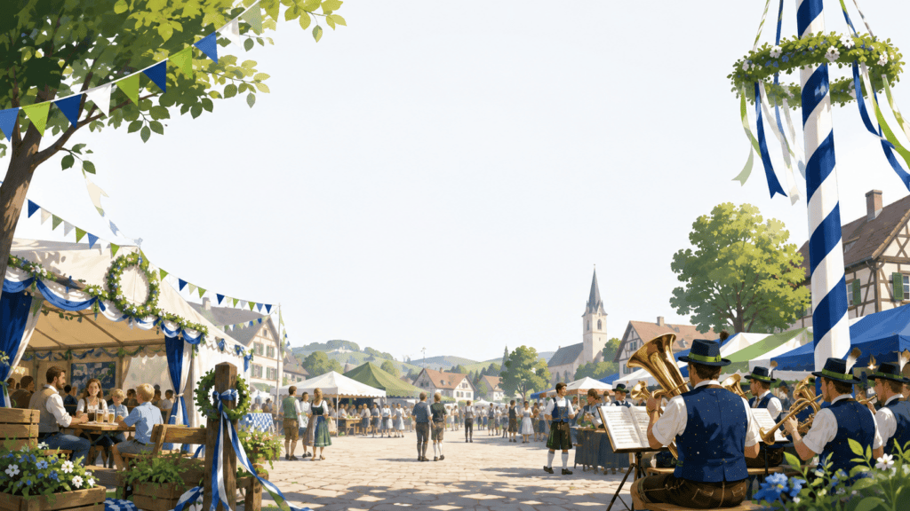 Besucher bei einem herbstlichen Fest mit Marktständen